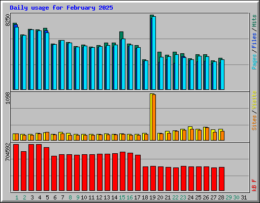 Daily usage for February 2025